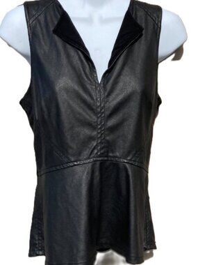 SANCTUARY Black Sleeveless Sexy Faux Leather Peplum Top Womens XS